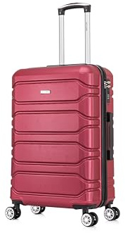 24 Medium Suitcase Check in Super Lightweight 4 Wheel Dual Spinner ABS Hard Shell Luggage with Built in 3-Digit Combination Lock for 15 to 20kg 65 Litre