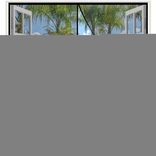 Magnetic Fly Screen Window Black 50x130cm Magnetic Fly Screen for Window Mesh,with Full Frame Magnetic Strip/Keep Bugs Out,Lets Fresh Air in for All Doors and Windows