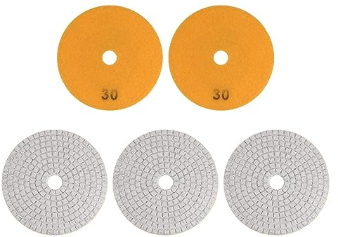 sourcing map Diamant-Polierpads, 12,7 cm, Körnung 30, Nass-/Trocken-Polierpad für Stein, Beton, Marmor, Arbeitsplatte, Quarz, für Polierer, Schleifer, 5 Stück
