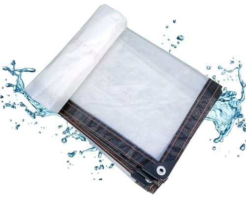 Clear Tarpaulin, Transparent Tarpaulin, Clear Tarp Cover, Waterproof Tarpaulin, Suitable for Outdoor Garden Plant Insulation, Furniture Dustproof, Roof Rainproof, 1 x 2M