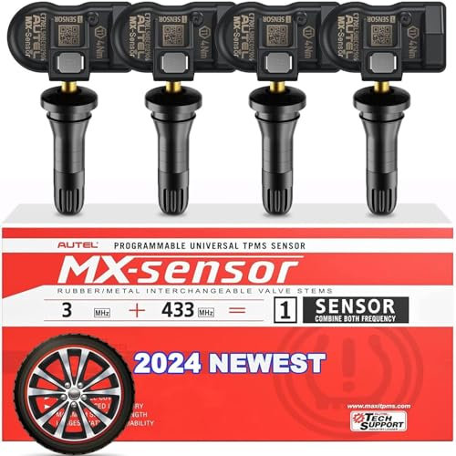 Autel TPMS Sensor 2in1 315MHz + 433MHz MX Sensor, 1-Sensor Press-in Tire Pressure Monitor System Sensor, OE-Level Programmable & Cloneable Wireless TPMS Sensor for All Vehicles (Rubber Valve, 4PCS)