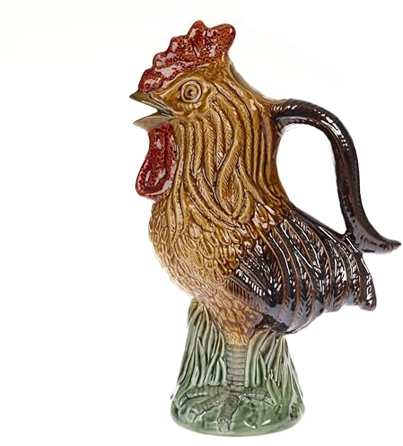 Gurgly Large Hand-Painted Cockerel Jug - Ceramic Cockerel Kitchen Ornaments - Chicken Crockery Water Jug - Chicken Gifts