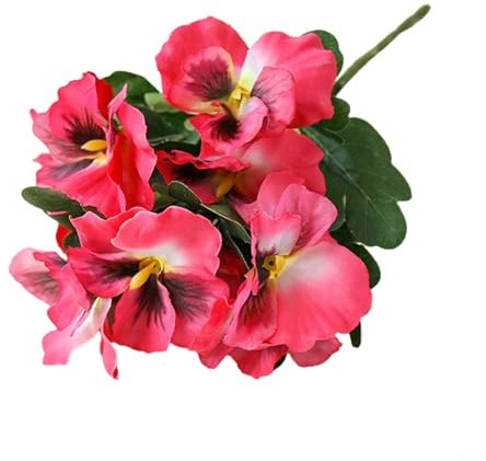 Raffiniertes Blumenarrangement mit 10 Stiefmütterchen aus Seide für Zuhause und Partys (Rosenrot)