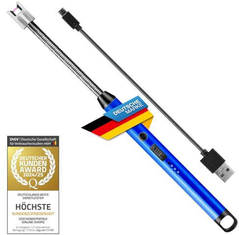 Elektrisches Stabfeuerzeug Feuerzeug aufladbar über USB; Lichtbogen-Feuer, 360° Flexibler Hals, sturmfest & sicher; Perfekt als Kerzenanzünder, Kamin- & Grillanzünder Wiederaufladbar & langlebig
