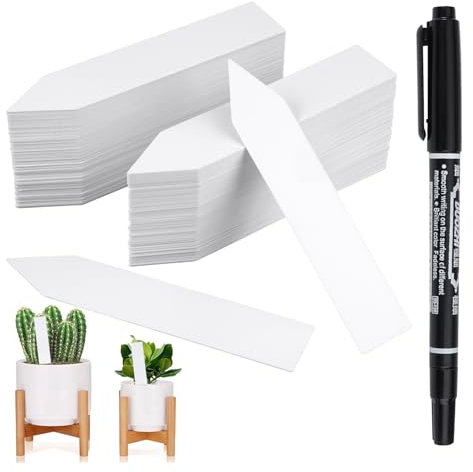 200 Pezzi Etichette per Piante da Giardino, 10 x2 cm Targhette per Piante, con 1 Pennarelli Neri, Cartellini per Piante, Etichette per Piante da Esterno Impermeabili, per Piante Giardino Fiori