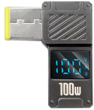 xiwai Cargador USB-C PD de 65 W, Entrada Tipo C a Conector Rectangular, Pantalla LED Inteligente, Salida de 100 W, Conector de 20 V y 5 A para portátil ThinkPad X1 Legion Y7000P