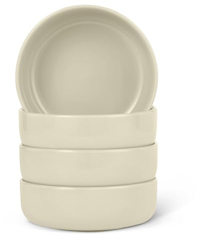 Amazon Basics Glazed Stoneware Bowls, 4-Piece Set, Microwave and Dishwasher-Safe, 5.5 in., Ivory