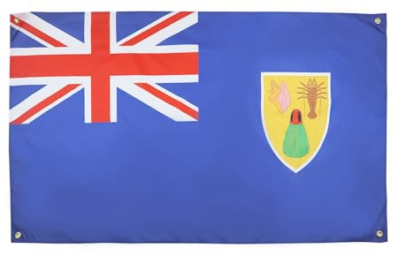 AZ FLAG Bandiera Isole Turche e Caicche 150x90 cm 4 Occhielli | Uso interno bandiera decorativa inglese Turks & Caicos Islands doppie cuciture e bordi rinforzati con occhielli metallici