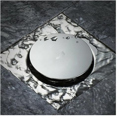 WEOKDFHA Sumidero Terraza 10x1 0 CM/15x15 CM desagüe de Suelo Tipo Prensa desagüe de Suelo Tipo Pedal desagüe de Suelo Ducha Cubierta de baño Cuadrada(Silver 10X10)