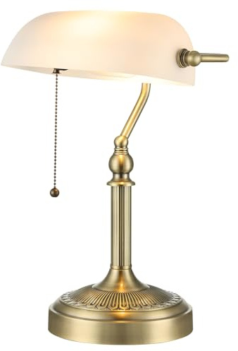 Newrays Traditionelle Glasbanker Schreibtischlampe | Pull-Kettenschalter, Stecker in Einrichtung