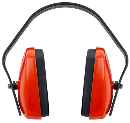 BISON LIFE NoiseGard EM1110 Ear Defenders Adults – SNR 29dB Noise Cancelling Lightweight Earmuff with Headband Hearing Protection for Construction, DIY & Industrial Use, 1 Pack, Red, One Size
