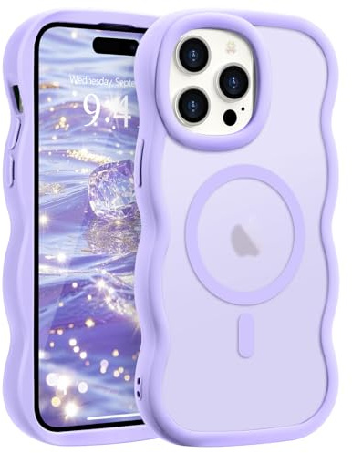Pepmune Cover per iPhone 14 Pro Max Compatibile con MagSafe, Viola Chiaro | Cornice Ondulata Forma Magnetica Custodia. Traslucida Opaca Protettiva Sottile Antiurto Case per Donne Ragazze.