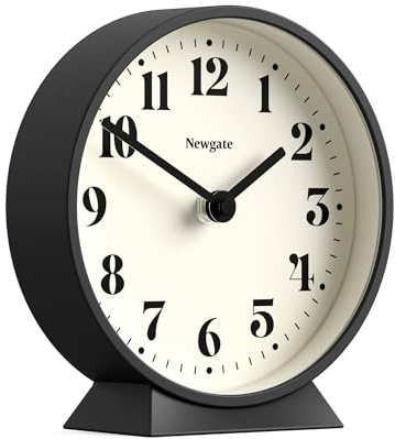 NEWGATE® Theatre Kaminsimsuhr | Modernes klassisches runddesign | Schwarz | Zeitgenössischer Stil für Schreibtisch, Tisch, Regal oder nachttisch