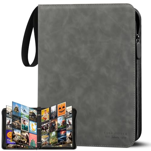 Sammelalbum Album Ordner mit 9 Fächer - 30 Seiten Sammelmappe für 540 Karten - Karten Binder Heft für Yu-Gi-Oh, MTG, Sportkarten - Gray