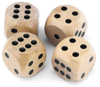4Pcs Dadi Da Gioco in Legno 30mm,Dadi Da Gioco in Legno Naturale,Giochi Di Carte Accessori Per Giochi Di Società