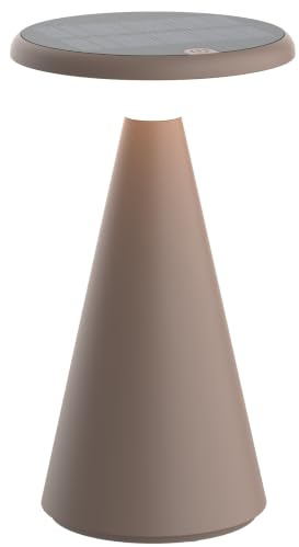 BOLD Solar LED Bordslampa för Inomhus- och Utomhusbruk, Touchstyrning, Steglöst Dimbar, IP44, 160 lm, 2700K Varmvitt, Sol- & USB-C Laddning, 6 Tim Mars Batteritid, Duvgrå