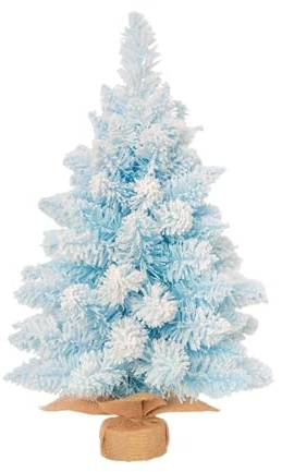 Julgranar Blå flockad snöjulgran for hemmet, kök, skrivbord, mini-bordsdekoration, tre storlekar tillgängliga, miljövänlig och återanvändbar julgran(60cm)