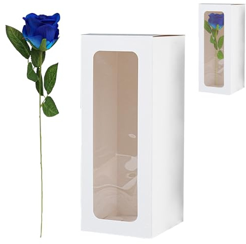 VIDSTW Rosa Stabilizzata Realistico Rosa Eterna Con Fezione Regalo Rose Stabilizzate Blu Fiori Stabilizzati per San Valentino Anniversari Proposte Matrimonio Compleanni