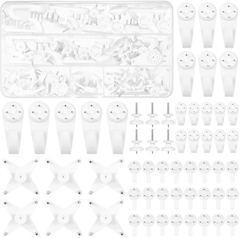 Heavy Duty Picture Hooks for Hard Walls, 85 PcsPicture Hanging Hooks, Non Trace Plastic Picture Frame HooksPicture Hanging KitPicture Hangers for Photo Frames Painting Wall Decorations