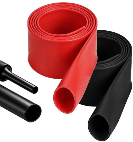 LALAGO Värmekrympslang, 2 st Ø 30 mm x 1 m, värmekrympslang med lim, 3:1 med lim, dubbelvägg, vattentätt och nötningsbeständigt - rött och svart