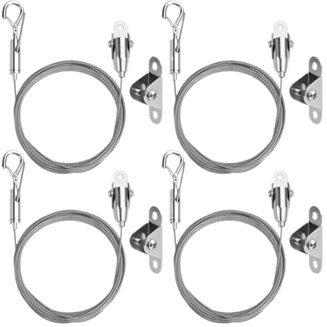 Filo di Sospensione Regolabile per Cornici Kit di cavi for appendere quadri da 4 set, kit for in acciaio inossidabile resistente regolabile for cornice for foto, lampada
