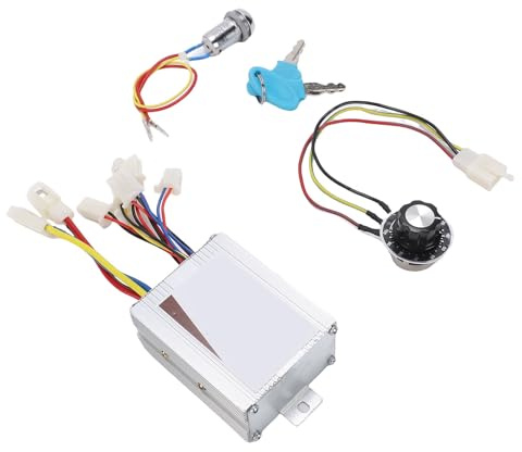 Tbest Kit de Contrôleur de Moteur brossé 36 V 500 W avec Bouton de Contrôle de Vitesse et Verrouillage D'allumage pour Scooter électrique, Vélo, Tricycle, Construction Métallique en