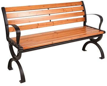 DELUKE Parkbank MAGNE - 120cm Breit, Holz, Natur | Gartenbank Wetterfest Terrassenbank Sitzbank Outdoor