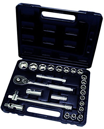 Hilka 01202502 1/2-Inch Drive Socket Set Metric (25-Piece), Black