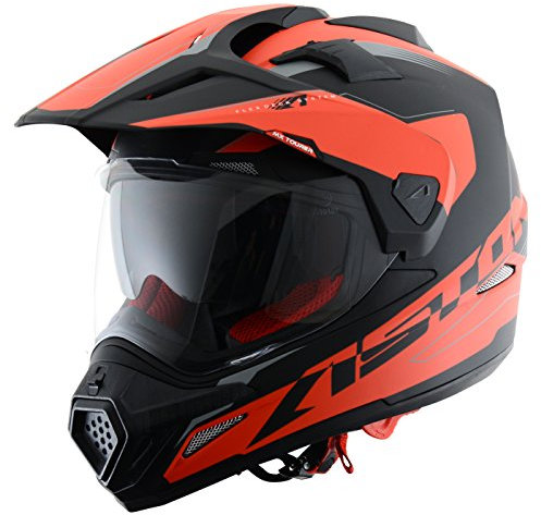 Astone Helmets -CROSS TOURER GRAPHIC ADVENTURE - Casque de motocross homologué en polycarbonate - Casque intégral polyvalent, 3 en 1 enduro route et trail - Matt black/red S