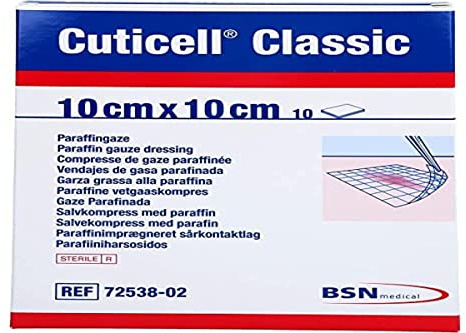 BSN Medical Cuticell Classic Gaze-Kompresse, Paraffin, 10 x 10 cm, 10 Stück