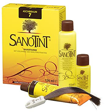 Sanotint - Haarfarbe Nr. 7 Aschbraun - 1x 125 ml - Naturnahe Haarfarbe mit wertvollen pflanzlichen Wirkstoffen - Mit Goldhirse, Traubenblätterextrakt, Olivenextrakt und Birkenextrakt