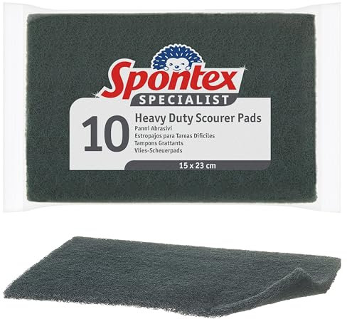 Spontex Specialist Heavy Duty Scouring Pads | XL | Removes Tough Burnt on Food & Grease | 10 Pack