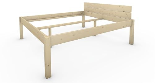 TUGA - Holztech Naturprodukt MASSIVHOLZBETT DAYBETT MASSIV Holz Bett HOLZBETT FSC 300Kg 180 x 200cm unbehandelt EXTRA HÖHE 58cm