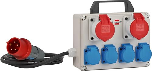 Brennenstuhl Kompakter Kleinstromverteiler BKV 2/4 T IP44 mit Tragegriff (2m Kabel, für ständigen Einsatz im Außenbereich IP44, Made in Germany)