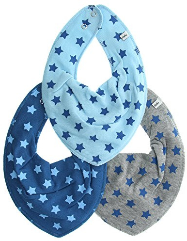 Pippi 3er Pack Baby Jungen Halstuch mit Aufdruck, Farbe: Blau und Grau, One Size, 3716