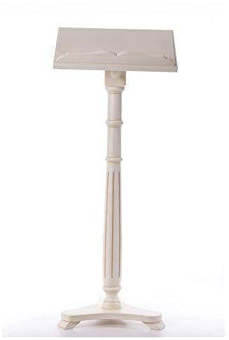 Lectern in Walnut Wood with Round Pedestal, Ivory Colour