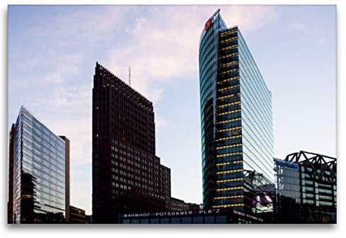 Premium Textil-Leinwand 120 x 80 cm Quer-Format Potsdamer Platz in Berlin, Leinwanddruck von Anke Grau