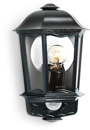 Steinel Außen-Wandleuchte L 190 S schwarz, 180° Bewegungsmelder, 12 m Reichweite, Softlicht, Grundlicht, Dauerlicht, Schwarz