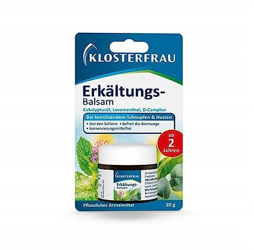 Klosterfrau Erkältungs-Balsam | 20g | Bei festsitzendem Schnupfen & Husten | Mit Eukalyptusöl, Levomenthol, D-Campher
