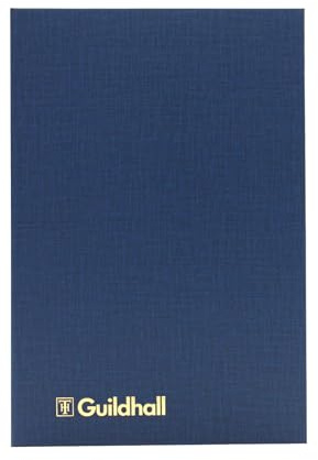 Exacompta - Rif 32/5Z - Guildhall - Libro contabile, 298 x 203 mm, 5 colonne di contanti, 160 pagine 95 g/m², carta di qualità tradizionalmente cucita, copertina in vinile blu con segnalibro