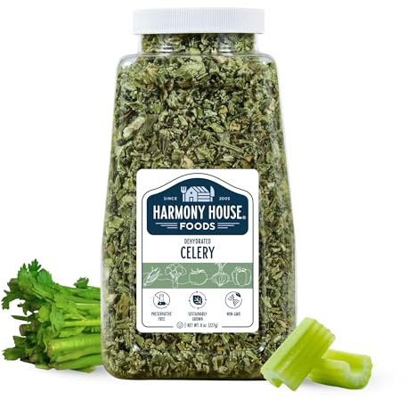 Harmony House Dehydrated Celery, Crosscut – Dried Vegetables For Cooking, Camping, Emergency Supply and More (8 oz, Jar)