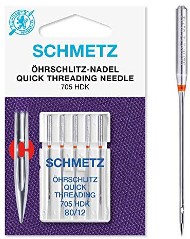 SCHMETZ | 5 Nähmaschinennadeln | Öhrschlitz | 705 HDK | Nadeldicke 80/12 | auf den meisten Haushaltsnähmaschine einsetzbar