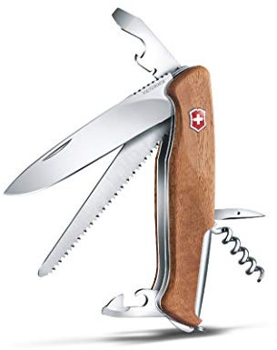 Victorinox Schweizer Taschenmesser gross, Ranger 55, Swiss Army Knife, Multitool, 10 Funktionen, Klinge, Dosenöffner, Schraubendreher, Feststellklinge