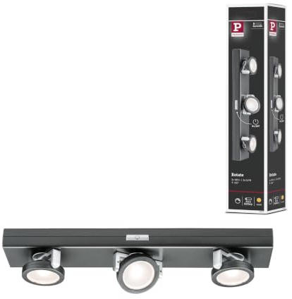 Paulmann 70636 LED Möbelleuchte Rotate 3er-Spot incl. 3x0,2 Watt dimmbar Schrankleuchte Anthrazit, Chrom matt Schranklicht Kunststoff 3000 K