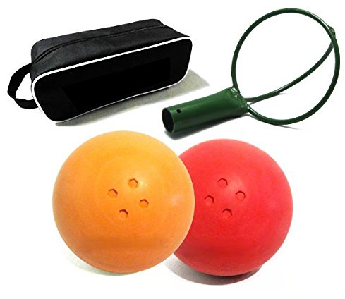 Carls Boßelset Boßelkugeln 2 Stück, Kraber und Tasche (gelb/rot) (rot/orange)