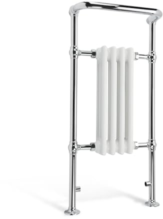 iBathUK Ascot Traditional Towel Radiator Rail, Curved Towel Warmer, 4 Column Floor Mounted Heated Towel Rail for Bathroom- 952x479mm