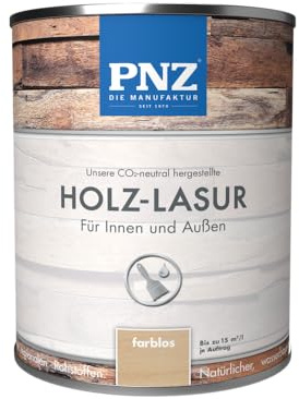 PNZ Holzlasur für Innen und Außen | lösemitttelfreie Farblasur | Nachhaltig hergestellt mit regionalen Rohstoffen | für alle Hölzer, auch Bienenhäuser, Gebinde:2.5L, Farbe:farblos