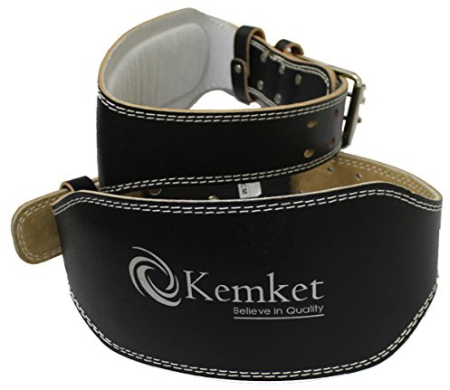 kemket 10,2 cm & 15,2 cm Leder Gepolsterter Lenden & Rücken Gegenstütze für Damen & Herren mit doppelter Zinke Schnalle Gewichthebergürtel Gym Gurt Training Unterstützung Fitness Training Bodybuilding, 4 (Inch), Large (130cm)