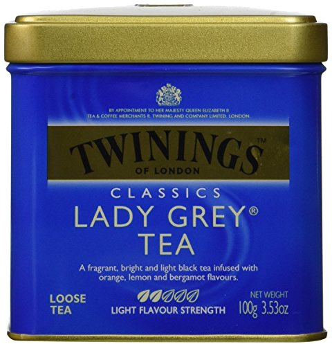Twinings Lady Grey Tea - 3.53 oz. Loose Tea Tin by Twinings | Citrus Fruit Flavours, Lemon & Orange Peel, Naturally Caffeinated, 1-100g Reusable Tins, 50-100 Servings, Enjoy Hot or Iced