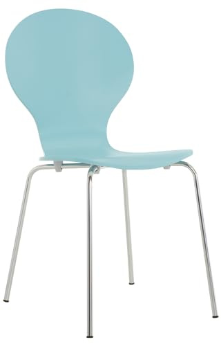 CLP Stapelstuhl Diego I Komfortabler Esszimmerstuhl I Metallgestell, Holzsitz I Ergonomisches Design I Platzsparend In Esszimmer Und Küche | Farbe hellblau